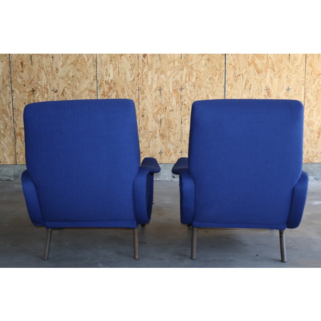 Pair of Early 1st Edition Lady Chairs by Marco Zanuso for Arflex in Raf Simmons Fabric, Italy, 1950s For Sale - Image 10 of 13