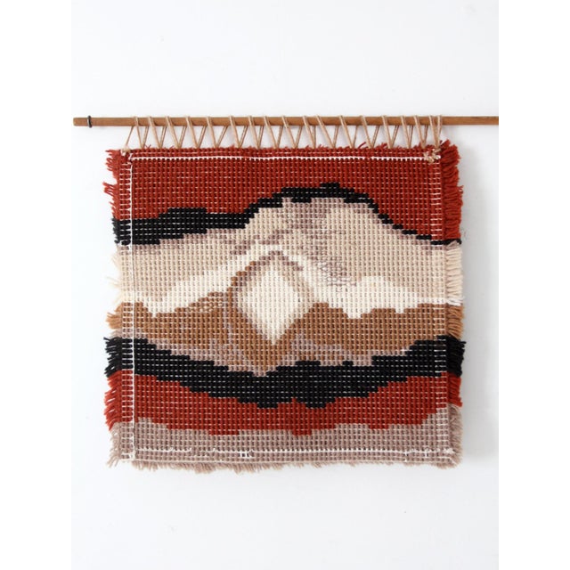 Vintage Abstract Latch Hook Fiber Art Wall Hanging For Sale - Image 10 of 12