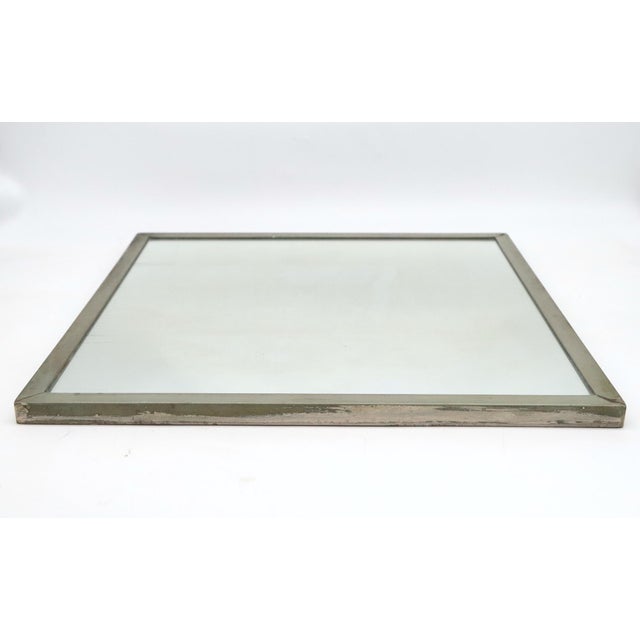 Traditional Vintage 18.75 In. Square Steel Bathroom Wall Mirror For Sale - Image 3 of 6