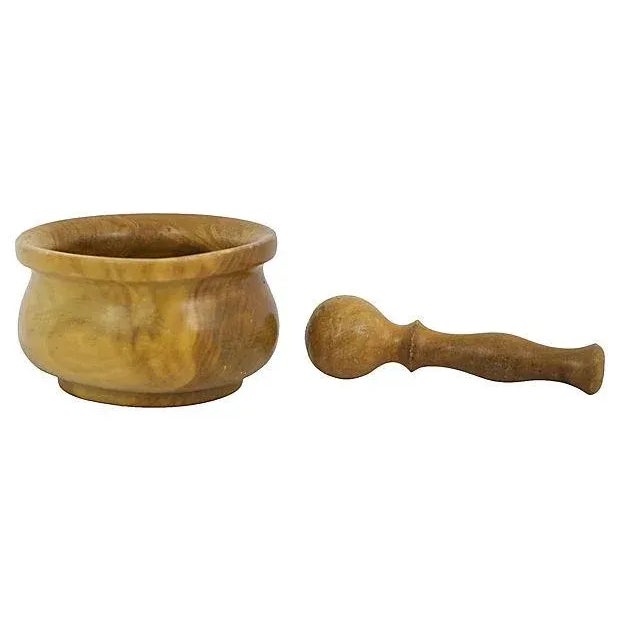Vintage Hand-Carved Wooden Mortar & Pestle For Sale - Image 4 of 4