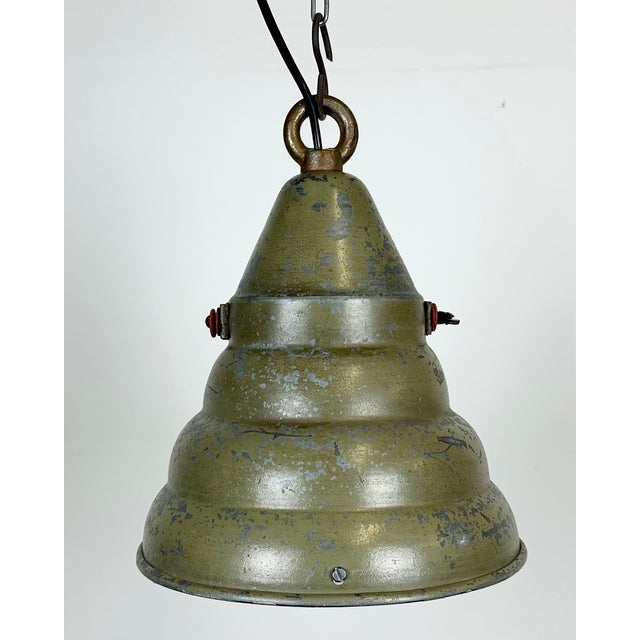 Metal Industrial Aluminium Hanging Lamp in Green, 1970s For Sale - Image 7 of 14