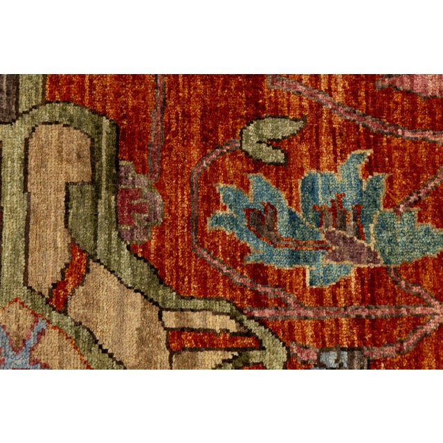 9x12 Modern Bidjar Style Hand-Knotted Rust & Sage Wool Area Rug Persian Motifs For Sale In New York - Image 6 of 11
