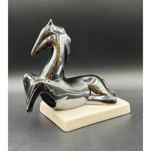 Fran Mar after Franz Marc, Resting Horse, 1970s, Ceramic Sculpture with Platinum Glaze For Sale - Image 16 of 16