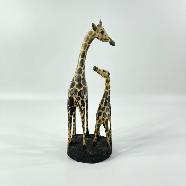 Early 20th Century Early 20th Century Giraffe Mother and Baby Wood Sculpture on Custom Base Kenya MATTER COLLECTION For Sale - Image 5 of 7