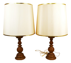 Vintage Table Lamps with Brass Base, Set of 2