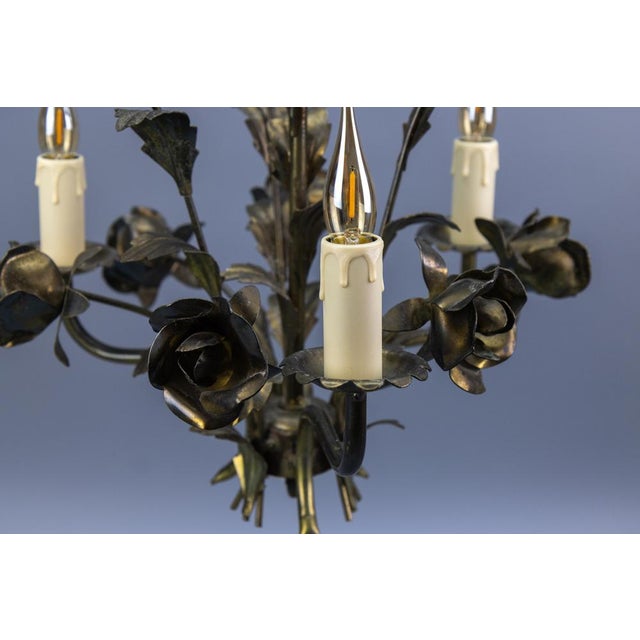 Hollywood Regency Style Floral Three-Light Chandelier, France, 1970s For Sale - Image 11 of 18