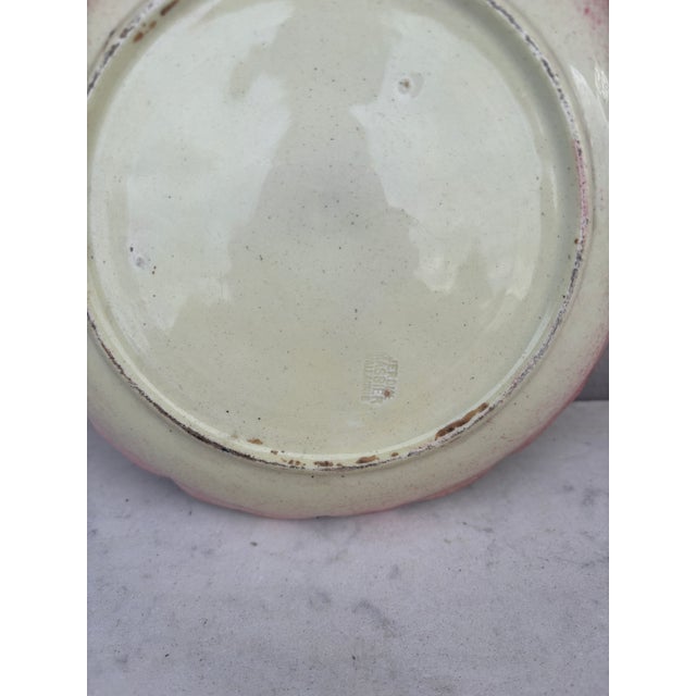 Delphin Massier French Majolica Wild Rose Plate Delphin Massier Circa 1890 For Sale - Image 4 of 5