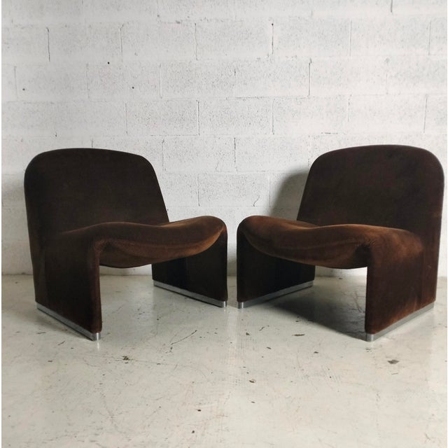 Velvet Alky Lounge Chairs by G.Piretti for A.Castelli, 1970s, Set of 2 For Sale - Image 6 of 16