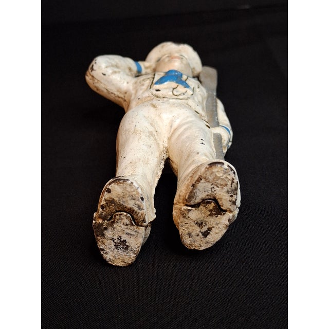 White Antique Hubley Cast Iron Saluting Sailor Oarsman Still Penny Bank C. 1910-1915 For Sale - Image 8 of 11