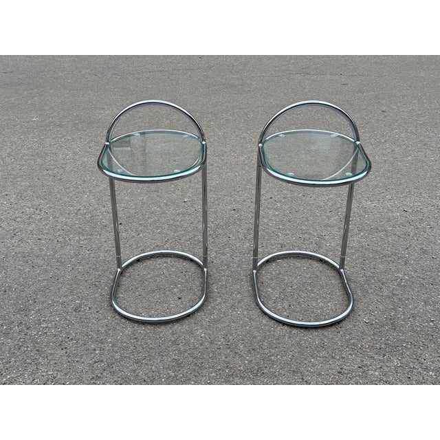 Gray German Chrome and Glass Nightstands, 1981, Set of 2 For Sale - Image 8 of 9