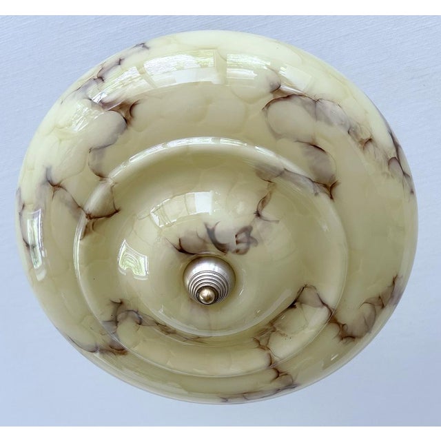 Art Deco Pendant Light in Marble Glass, 1930s For Sale - Image 11 of 18