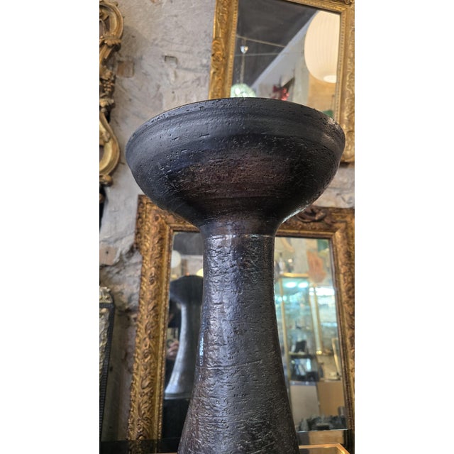 20th Century Candleholder in Brown-Black Glazed Ceramic by Jean Marais, 1950s For Sale - Image 9 of 12
