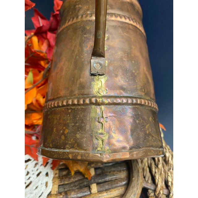 Early 20th C Primitive Rustic Hand-Hammered, Forged Copper Pitcher For Sale - Image 15 of 17