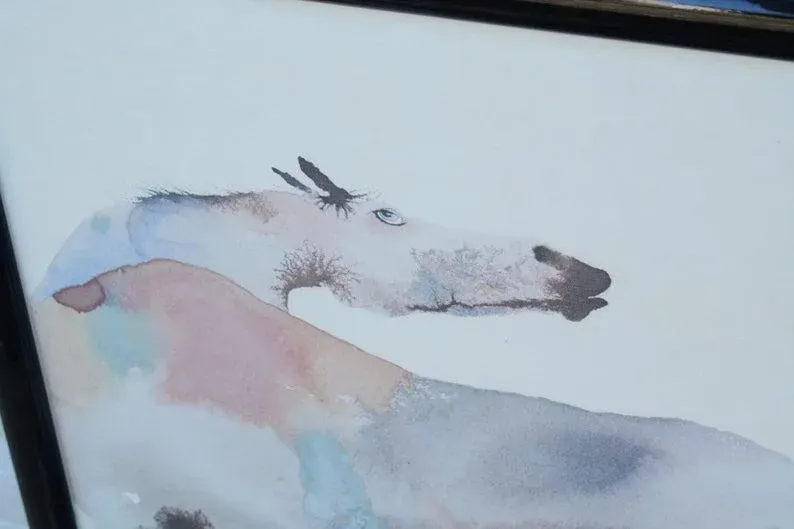 1980s Carol Grigg Painted Ponies Framed Lithograph Prints - A Pair