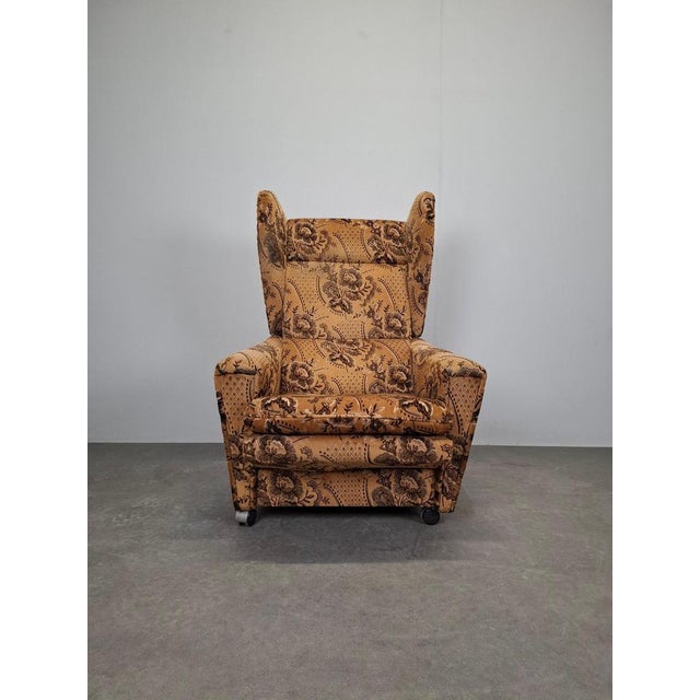Mid-Century Czech Plush Wingback Recliner Chair, 1970s For Sale - Image 6 of 18