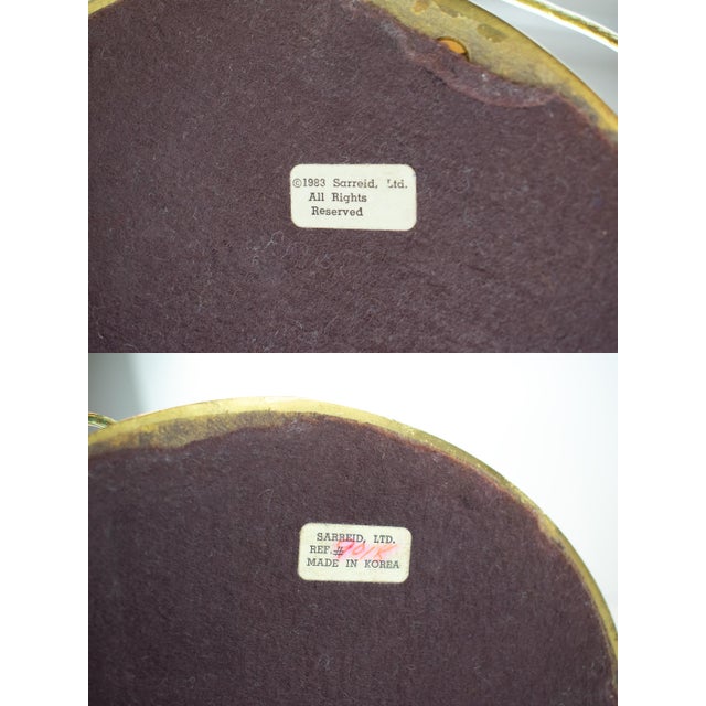 Brass Vintage 1983 Sarreid #9018 — 8 Prancing Horses — Brass & Leather Table Lamp, Black & Gold For Sale - Image 8 of 16