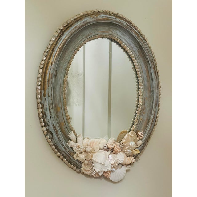 Vintage Shell Art Mirror For Sale - Image 4 of 10