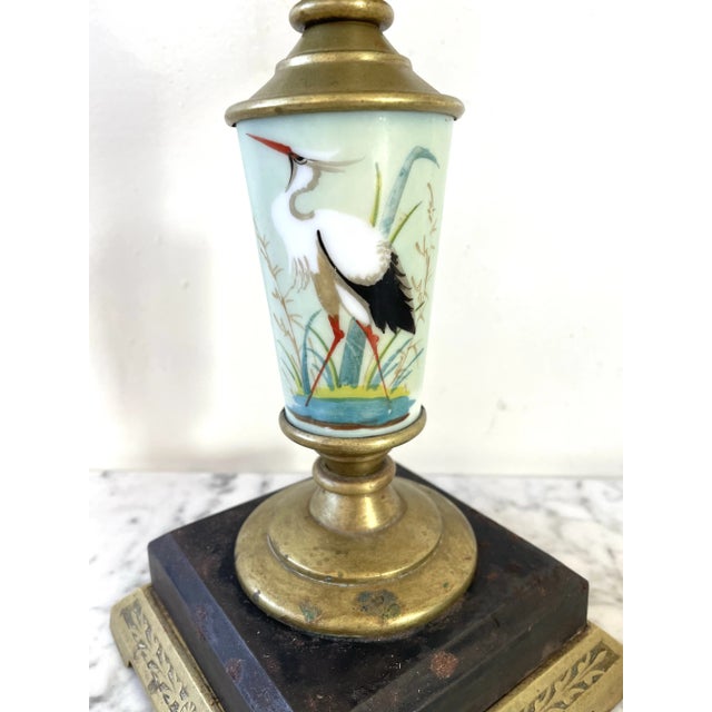 Traditional 1890s Hand Painting Glass Oil Lamp For Sale - Image 3 of 6