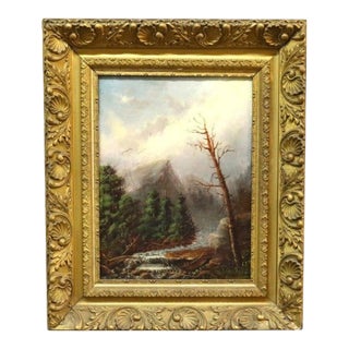Hudson River School Oil on Canvas Adirondack Landscape Painting by Meh C1890 For Sale