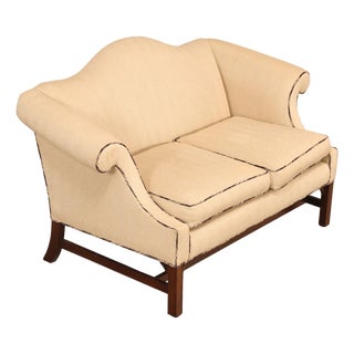 Ethan Allen Vintage Chippendale Style Upholstered Loveseat For Sale