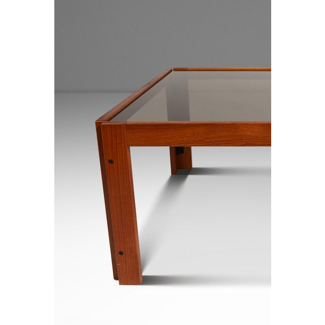 Brown Mid-Century Danish Modern Coffee Table After Afra & Tobia Scarpa for Cassina in Teak Wood W/ Smoked Glass, C. 1970s For Sale - Image 8 of 16