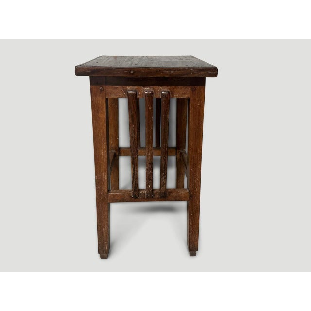 Mid-Century Modern Antique Teak Wood Pedestal or Tall Side Table For Sale - Image 3 of 5