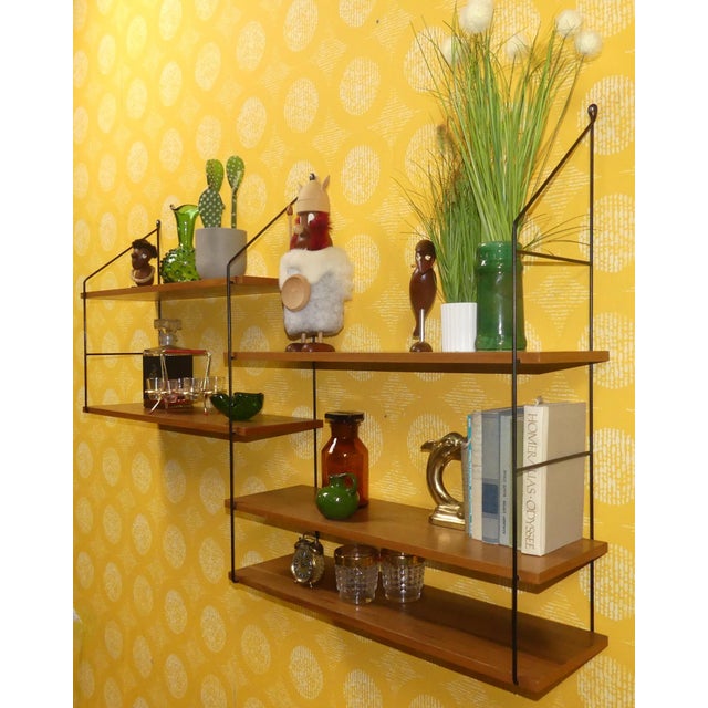 Walnut String Shelving Unit, 1960s For Sale - Image 4 of 11
