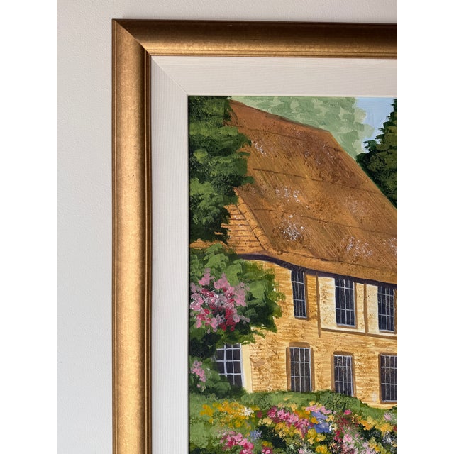 Wood 1980s Fred Dettmann (1945–2022) German-American Impressionist Cottage Landscape Oil on Masonite Painting For Sale - Image 7 of 12