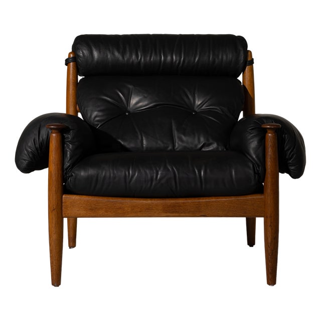 Black Leather Amiral Chair by Eric Merthen, Sweden, 1960 For Sale