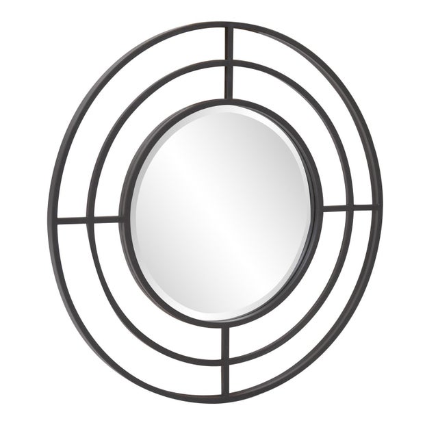 Industrial Bullseye Round Iron Mirror For Sale - Image 3 of 7