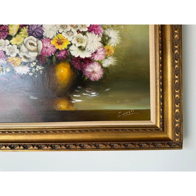 1960s 1970's Eric Linnell Floral Still Life Oil on Cnavs Painting, Framed For Sale - Image 5 of 9