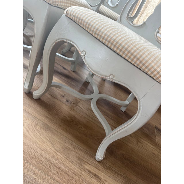 2000 - 2009 8 Blanc D’Ivoire French Blue Dining Chairs, Made in France For Sale - Image 5 of 6