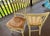 Pair of French made Grange dining chairs in crème with COM silk velvet cushions. No nicks or scratches. Excellent...