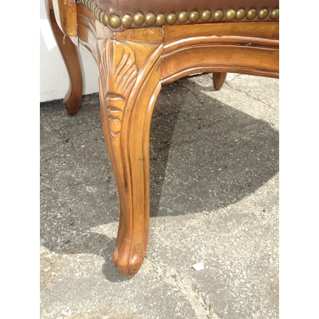 Vintage French Provincial Louis XV Style Brown Bergere Chair For Sale - Image 12 of 13