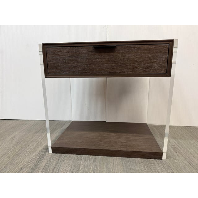 Brown Brownstone Dalton Nightstand, Lucite For Sale - Image 8 of 11