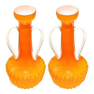 Pair of Mod 1960s Italian Cased Glass Vases For Sale