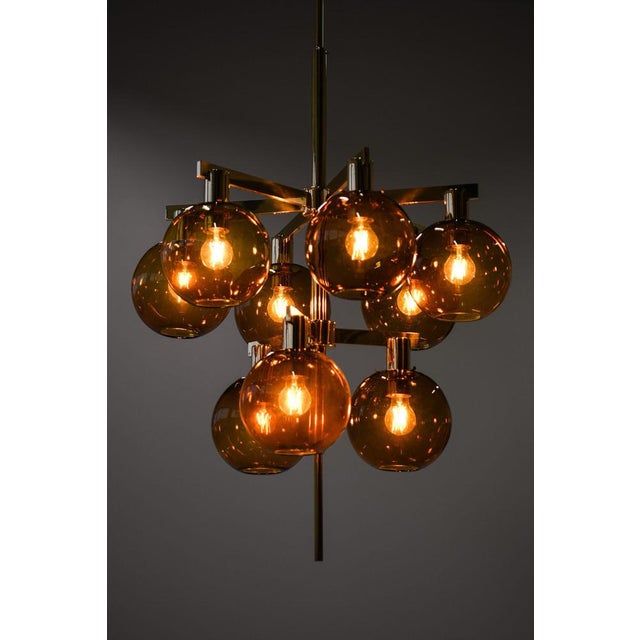 Ceiling Lamp in Brass and Amber Glass by Hans-Agne Jakobsson, 1950s For Sale - Image 6 of 11