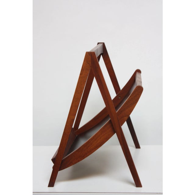 Sculptural Danish Modern Walnut Magazine Rack For Sale - Image 4 of 9