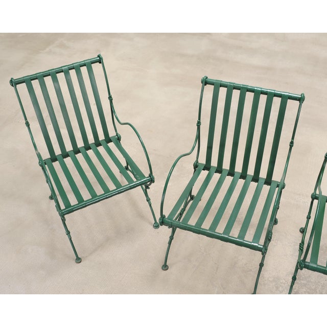 Set of Four o.w. Lee Wrought Iron Garden Patio Dining Armchairs For Sale - Image 10 of 18