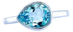 Natural Aquamarine Ring 6.5 14k W Gold 1.37 TCW Certified