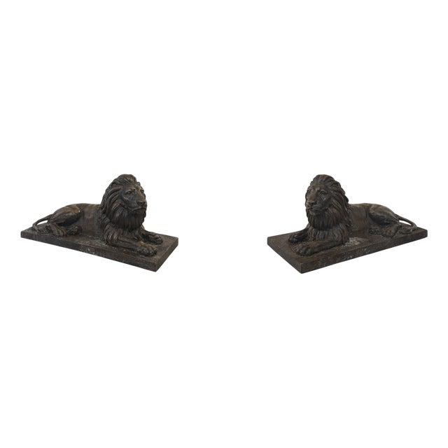 Monumental Bronze Lions, 1980, Set of 2 For Sale