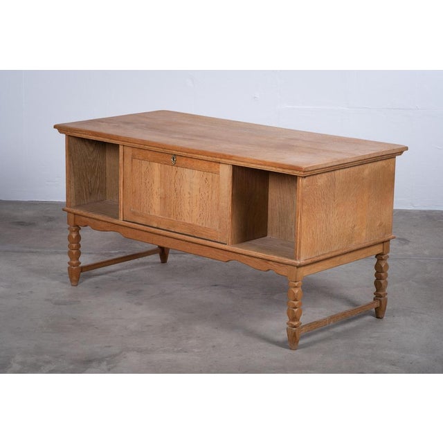 Freestanding Oak Desk attributed to Henning Kjærnulf, Denmark, 1960s For Sale - Image 12 of 16