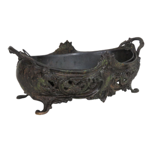 Metal Jardiniere Planter Rococo Style Scrollwork Footed Centerpiece Bowl 4957b