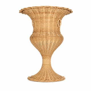 Round Scalloped Wicker Urn For Sale