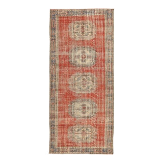 Mid 20th Century Red Distressed Vintage Oushak Rug For Sale