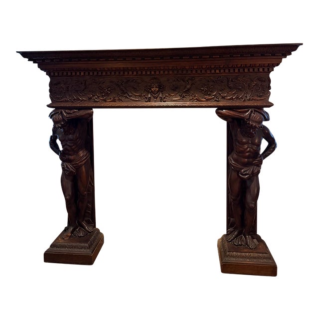 Exquisite 19th Century Italian Fireplace Surround Wood Carved, Attributed to Valentino Besarel For Sale