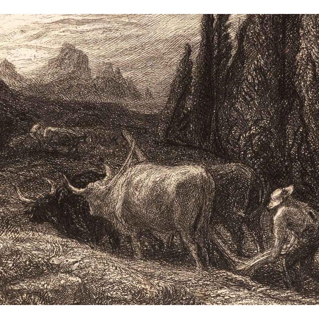 English Samuel Palmer "The Early Ploughman" Etching, 1861 For Sale - Image 3 of 7