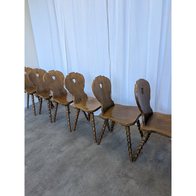 Vintage Tyrolean Heart Cutout Wooden Dining Chairs, 1970s, Set of 6 For Sale - Image 12 of 18