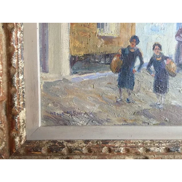 1920s 1920s Spanish Costa del Sol Mediterranean Port Town Landscape Oil Painting on Board by Wells Moses Sawyer For Sale - Image 5 of 9
