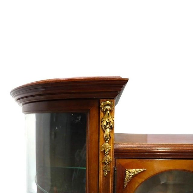 Pair Mahogany, Parquetry & Ormolu Credenzas With Beveled Glass C1890 For Sale - Image 11 of 12